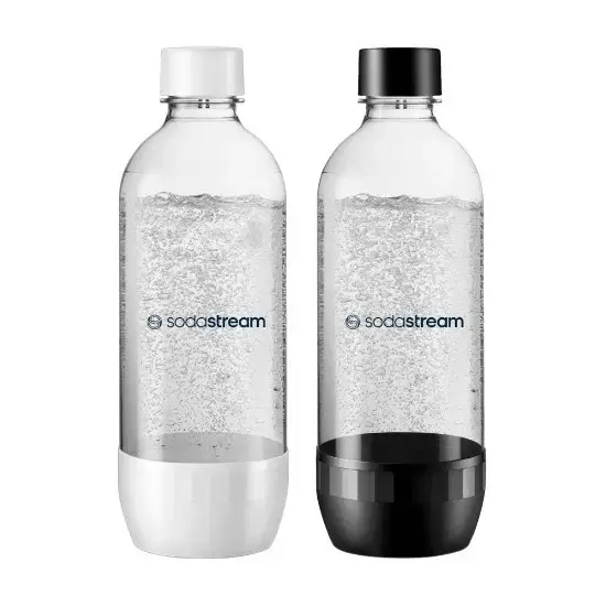 Set 2 sticle carbonatare, SodaStream, plastic, volum 1L, culoare alb si negru