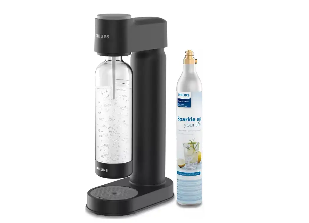 Aparat de sifon, Philips Soda Maker, sticla 1 litru inclusa si butelie de CO2 cu filet, negru
