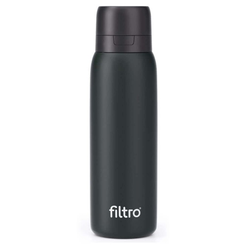 Termos cu cartuș carbon activ, THERMO PURE 740 CB, perete dublu cu vacuum pentru etansare optima pentru 12 ore, finisaj negru
