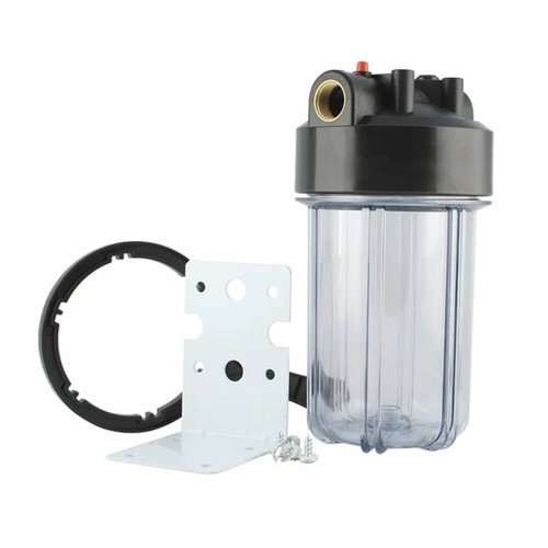 Carcasa transparenta, BIG CLEAR 10", conexiune 1" din alama, cheie strangere, supapa presiune si suport metalic