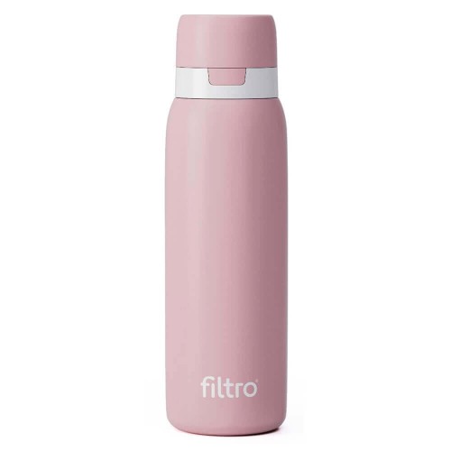 Termos cu cartuș carbon activ, THERMO PURE 740 CB, perete dublu cu vacuum pentru etansare optima pentru 12 ore, finisaj roz