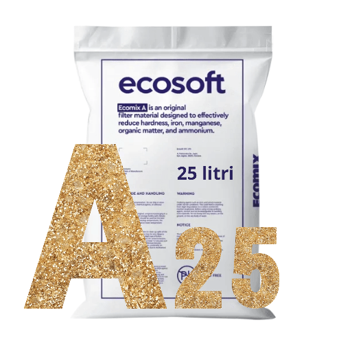 Rasina schimbatoare de ioni, ECOMIX A, ambalare sac 25 litri, eliminare duritate, fier, mangan, amoniu si materii organice moderate, capacitate schimb ioni de 35g CaCO3/litru