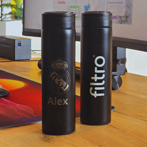 Termos cu perete dublu, FILTRO Thermo LED Black, afisaj tactil digital al temperaturii, infuzor inclus, volum 500 ml
