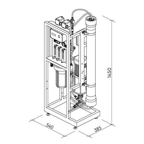 Osmoza inversa industriala, Ecosoft MO6500TI6, profesionala, 1 carcasa pentru membrana de 4", controler, prefiltrare si pompa inclusa