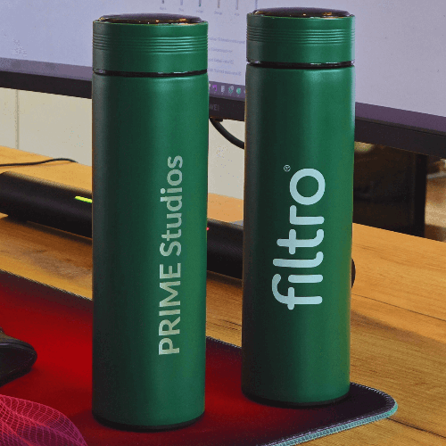 Termos cu perete dublu, FILTRO Thermo LED Green, afisaj tactil digital al temperaturii, infuzor inclus, volum 500 ml