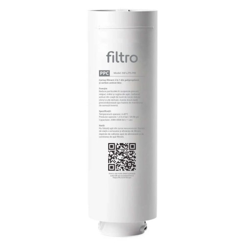 Cartus de filtrare 2 in 1, polipropilena si carbune activat bloc, stadiul 1, sistem twist pentru FILTRO INFINITY Lite