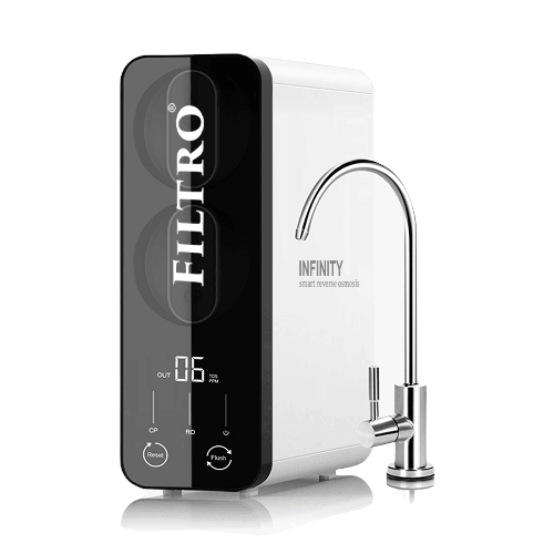 Osmoza inversa direct flow, FILTRO INFINITY DF600-ALK3, cu alcalinizare prin mineralizare, debit mare de 600GPD, fara bazin, pompa booster, display TDS