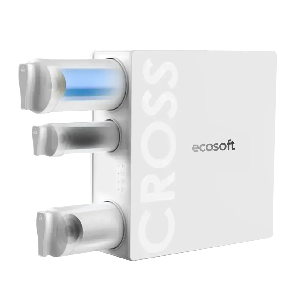 Osmoza inversa direct flow, Ecosoft Cross60, 1 litri/min, cartuse twist, membrana 400 GPD, baterie smart cu indicator