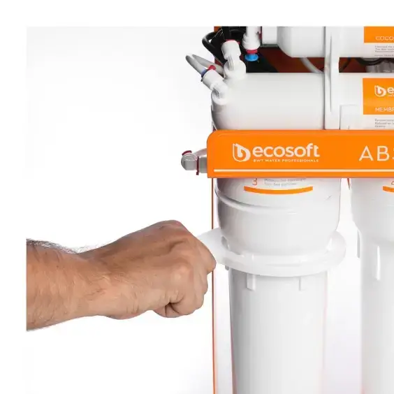 Osmoza inversa premium, Ecosoft Absolute PRO, pompa de presiune pe cadru metalic, 75 GPD, 5 stadii cu postcarbune