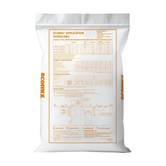 Rasina schimbatoare de ioni, ECOMIX C, ambalare sac 12 litri, eliminare duritate, fier, mangan, amoniu si materii organice numeroase, capacitate schimb ioni de 30g CaCO3/litru