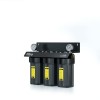 Set 3 carcase negre, FILTRO BIG BLACK 10" TRIO, conexiune 1" din alama, cheie, manometre intrare-iesire si cadru metalic