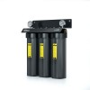 Set 3 carcase negre, FILTRO BIG BLACK 20" TRIO, conexiune 1" din alama, cheie, manometre intrare-iesire si cadru metalic