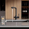 Baterie de bucătărie cu 3 căi, Premier Tall Graphite, finisaj gri graphite, flux separat apă filtrată și apă menajeră