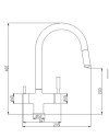 Baterie 3 căi, PREMIER Extend White, finisaj alb, furtun extensibil cu duș, flux separat apă filtrată și apă menajeră (rece și caldă)