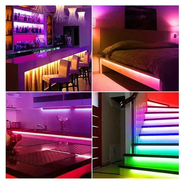 Banda LED smart cu WiFi, Gosund SL2, kit de 5 metri cu controler si alimentator, RGB, conectare in aplicatie Tuya Smart