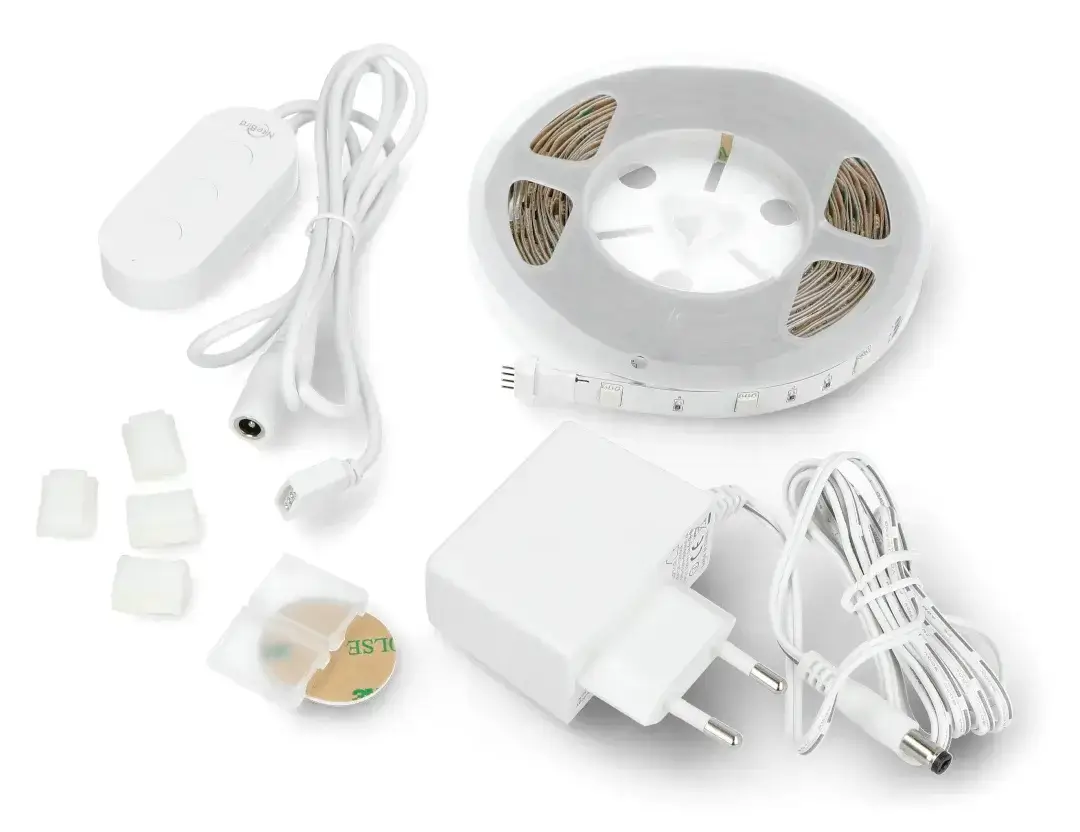 Banda LED smart cu WiFi, Gosund SL2, kit de 5 metri cu controler si alimentator, RGB, conectare in aplicatie Tuya Smart