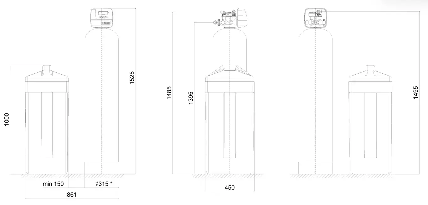 Stație automată, Clack WS1 PRO, valvă volumetrică premium, tank simplex 12x52, debit 2.9-3.6 m3/oră, fără rășină inclusă, necesar 50-62 litri