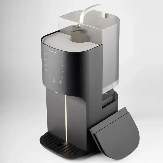 Sistem de osmoză inversă countertop fără instalare Ecosoft CROSS RAY, filtrare 3-in-1, apă caldă cu moduri 45/65/100 °C, sterilizare UV și afișaj TDS