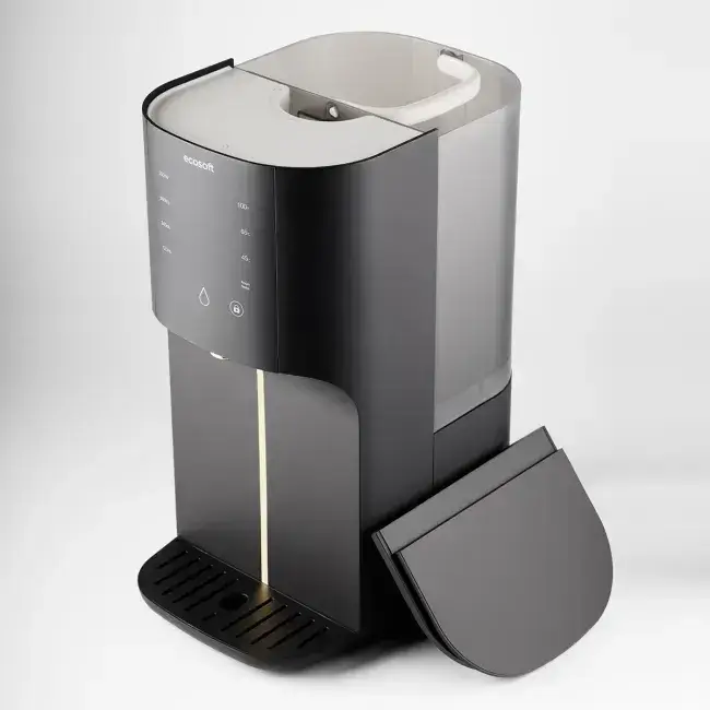 Sistem de osmoză inversă countertop fără instalare Ecosoft CROSS RAY, filtrare 3-in-1, apă caldă cu moduri 45/65/100 °C, sterilizare UV și afișaj TDS