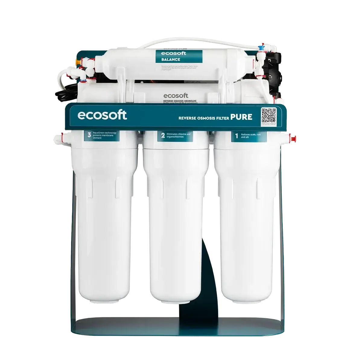 Osmoza inversa, Ecosoft PURE Balance, cu pompa de presiune si eficienta ridicata, 6 stadii, cadru metalic, remineralizare optima