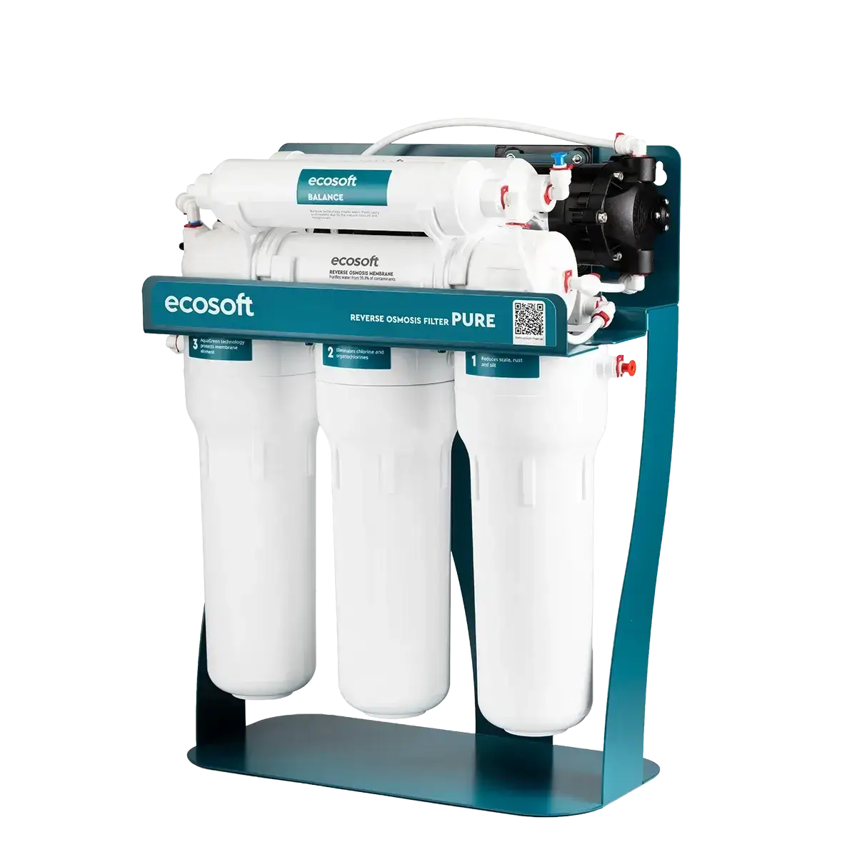 Osmoza inversa, Ecosoft PURE Balance, cu pompa de presiune si eficienta ridicata, 6 stadii, cadru metalic, remineralizare optima