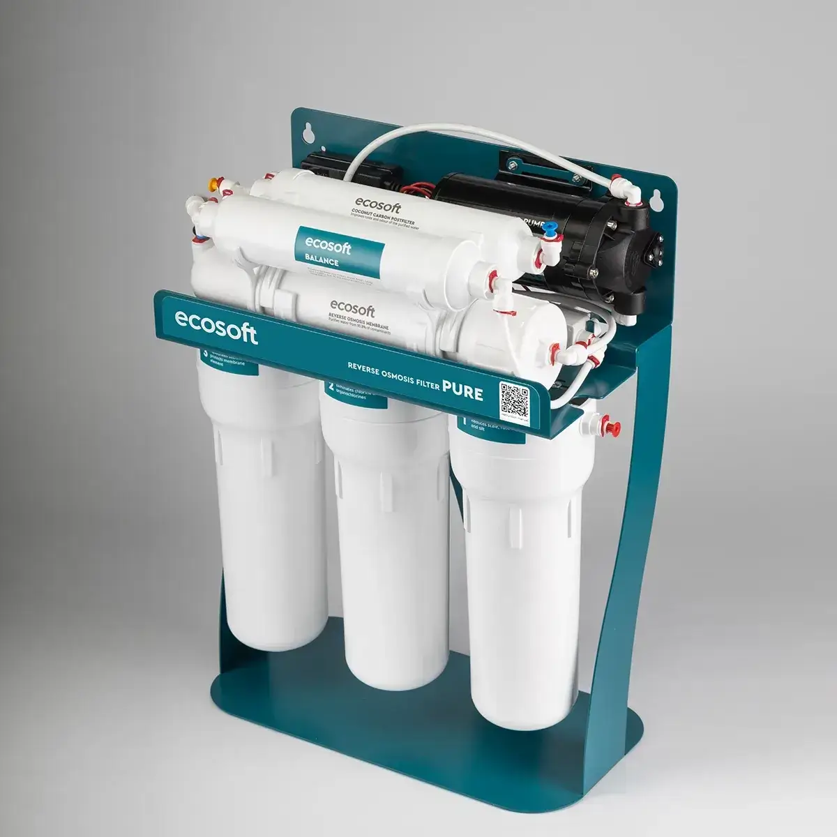 Osmoza inversa, Ecosoft PURE Balance, cu pompa de presiune si eficienta ridicata, 6 stadii, cadru metalic, remineralizare optima