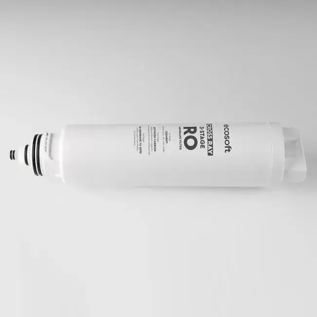 Cartuș de schimb 3 în 1, Ecosoft Cross Ray, osmoză inversă cu filtrare cu PP, carbon activ și membrană RO, înlocuire la 12 luni sau 2000 L, montaj rapid twist-lock fără unelte