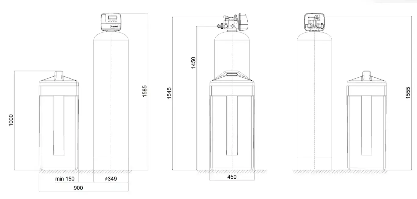Stație Ecomix 5-in-1 automată, Clack WS1 PROMIX, dedurizare, deferitizare, demanganizare, valvă volumetrică premium, tank simplex 13x54, debit 3.5 m3/oră, 62 litri de rășină Ecomix A inclusă