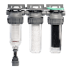 Sistem de filtrare, Ecosoft 3P Grey Triplex 10", valva de purjare, set de cartuse inclus, pentru apa de ploaie, conexiune 3/4"